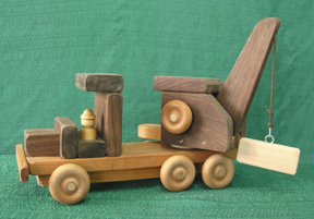 A Handmade Wood Toy Crane Truck from D and ME Toys